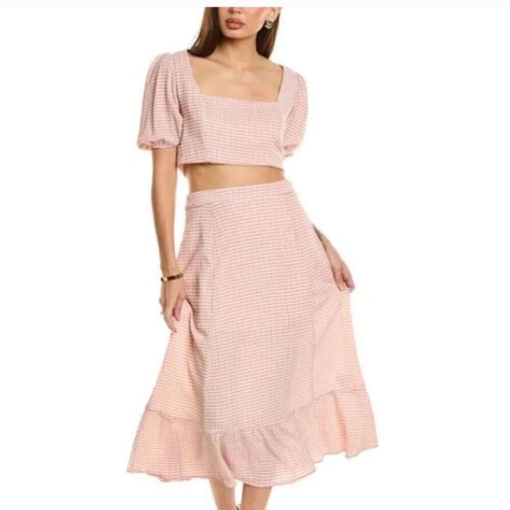 O.P.T Sana Two-Piece Set in Gingham Pink - Picture 2 of 15